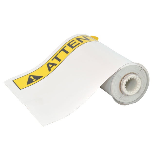 BBP85 Series Label Vinyl ANSI CAUTION French BlackYellow on White 10 in H x 14 in W