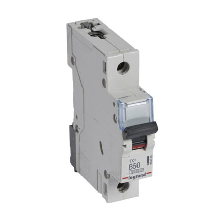 404089Legrandقاطع دائرة ليجراند MCB TX3 10000A أحادي القطب 50A منحنى B