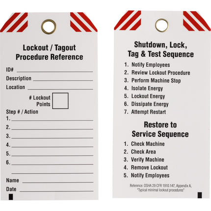 WriteOn Lockout Procedure Tag