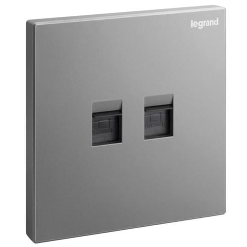 282463-C3LegrandGalion مقبس RJ45 مزدوج أحادي الحزام الفئة 6 UTP فضي غامق