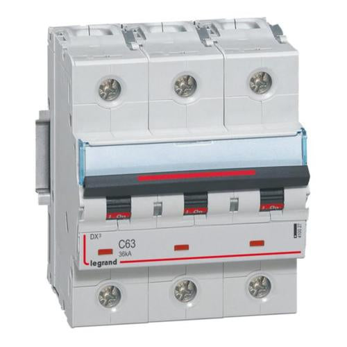 410027Legrandقاطع دارة ليجراند DX3 ثلاثي الأقطاب 63 أمبير منحنى C