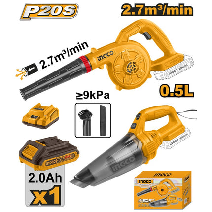 COSLI240998INGCOمجموعة INGCO 20V منفاخ وشفاط كهربائي لاسلكي COSLI240998