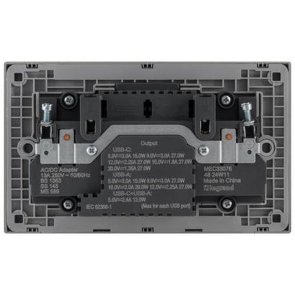 MEC33076SLLegrandأوبريا مقبس كهربائي ثنائي 13A مع USB A+C 27W فضي داكن