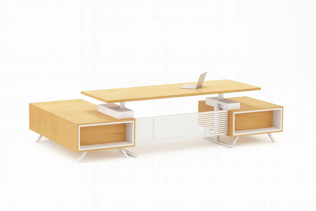 HIGHMOON Ergo Height Adjustable Desk | White Leg