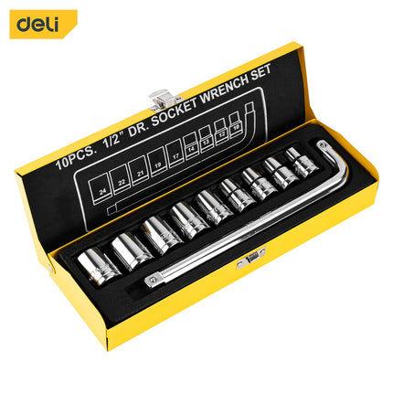 Deli Socket Set 10 PCS 1/4" , EDL2010T