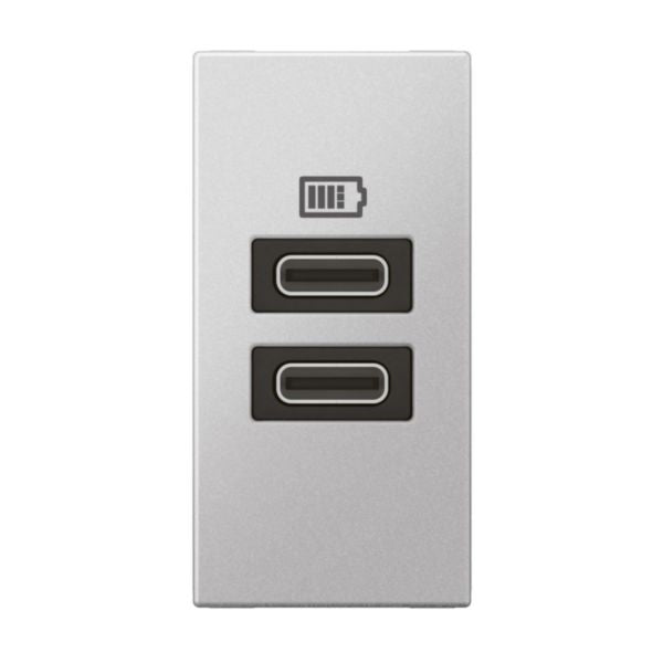 571695Legrandوحدة أرتيور USB بمنفذين C+C 3A 15W ألومنيوم ناعم
