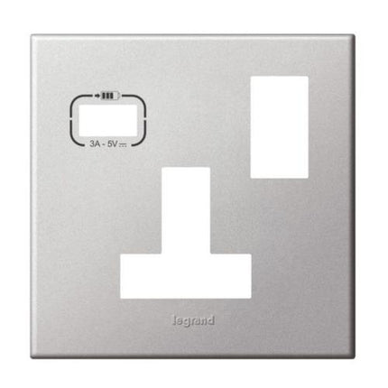 575134ALegrandلوحة لوجراند أحادية BS 13A مع مفتاح وميناء USB ألومنيوم ناعم