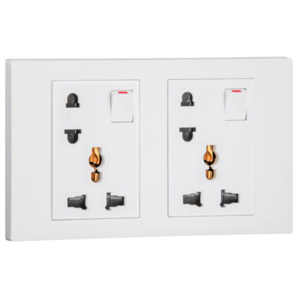 MEC32054WHLegrandمقبس أوبريا ثنائي 16A متعدد المعايير يورو-أمريكي مع مفتاح أبيض مات