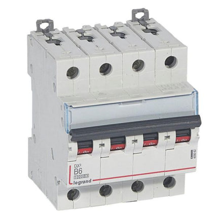 409062Legrandقاطع دارة Legrand DX3 رباعي الأقطاب 6A منحنى B