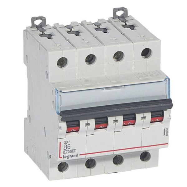 409062Legrandقاطع دارة Legrand DX3 رباعي الأقطاب 6A منحنى B