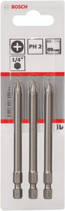 Screwdriver Bit PH2 Extra-Hard Head 89mm 1/4" E6.3 Shank 3pcs