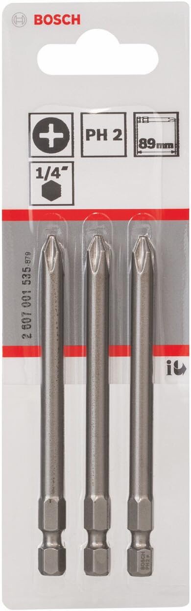 Screwdriver Bit PH2 Extra-Hard Head 89mm 1/4" E6.3 Shank 3pcs