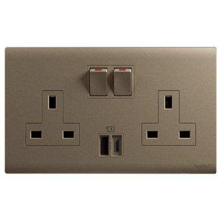 MEC33090RGLegrandمقبس تبديل أوبريا ثنائي المجموعة BS 13A مع USB A+C ذهبي وردي