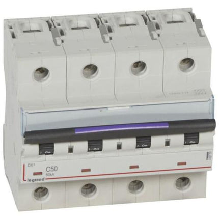 410179Legrandقاطع دائرة ليجراند DX3 رباعي الأقطاب 50 أمبير منحنى C