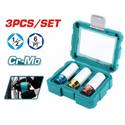 THMLNS031Total Toolsمجموعة مآخذ صواميل غير قابلة للخدش من توتال 1/2 بوصة 3 قطع (THMLNS031)