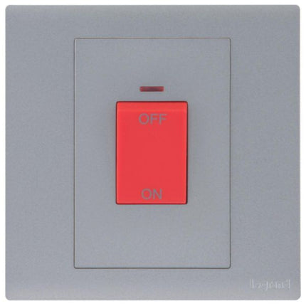 MEC21029SLLegrandمفتاح أوبريا أحادي 45A ثنائي القطب مع مؤشر LED أحمر فضي غامق