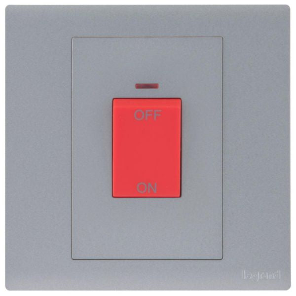 MEC21029SLLegrandمفتاح أوبريا أحادي 45A ثنائي القطب مع مؤشر LED أحمر فضي غامق