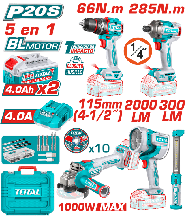 TOSLI250692Total Toolsمجموعة مثقاب 5 في 1 PR-66NM