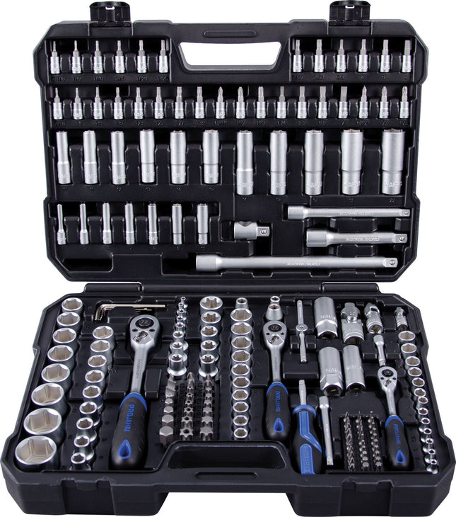  8664Projahnمجموعة مقبس PROJAHN 1/4" + 3/8" + 1/2" 182 قطعة من proficraft