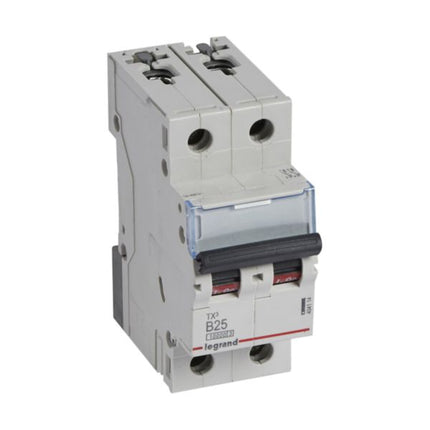 404114Legrandقاطع دائرة MCB TX3 10000A ثنائي القطب 25A منحنى B