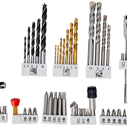 Screwdriver + Drill Bit Silver Set Wood/Concrete/Metal - 49pcs