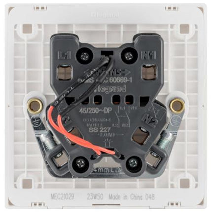 MEC21029WHLegrandمفتاح أوبريا أحادي الفتحة 45 أمبير ثنائي القطب مع مؤشر LED أحمر - أبيض مات