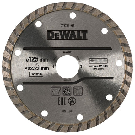 DT3712-QZDEWALTقرص قطع الماس عالي الأداء من ديوالت توربو 125 ملم