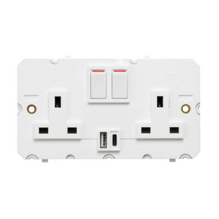 572142Legrandمقبس تبديل بريطاني ليجراند 2G مع USB-A و USB-C أبيض