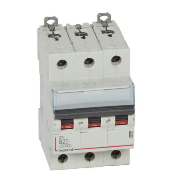 408992Legrandقاطع الدارة الحراري المغناطيسي ليجراند DX3 ثلاثي الأقطاب 20 أمبير منحنى B