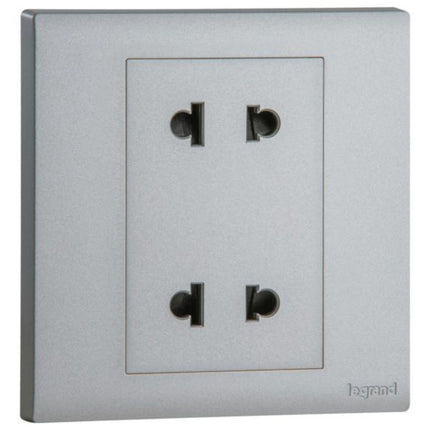 MEC31047SLLegrandمقبس أوبريا أحادي 2X2P 16A يورو-أمريكي فضي غامق