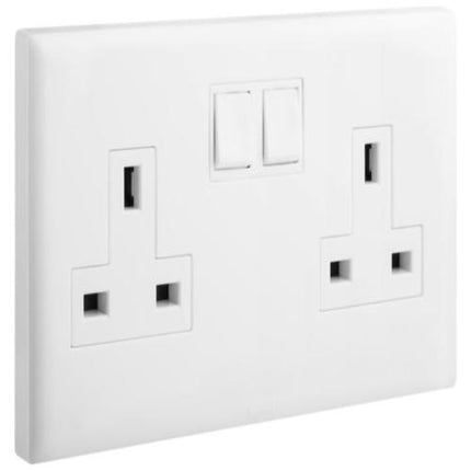 618047Legrandإيلوي مقبس بريطاني معياري ثنائي 13A مع مفتاح أبيض