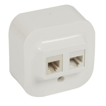 782421Legrandفوريكس مقبس RJ45 فئة 5e UTP RJ11 سطحي التركيب أبيض