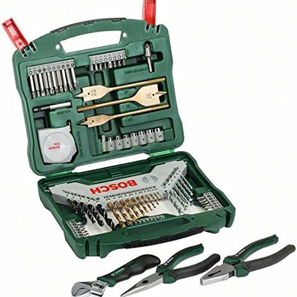 Bosch Tools,2607017197,Universal X-Line Titanium Drill and Bit Set - 70pcs | includes 3pcs pliers set