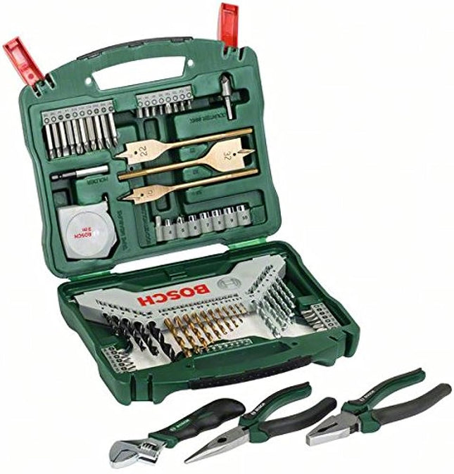 Bosch Tools,2607017197,Universal X-Line Titanium Drill and Bit Set - 70pcs | includes 3pcs pliers set