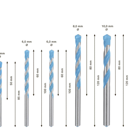 Bosch Tools,2608900647,CYL-9 drill bit - MultiConstruction Set | 7 pcs - 4/5/6/8/10/12 mm