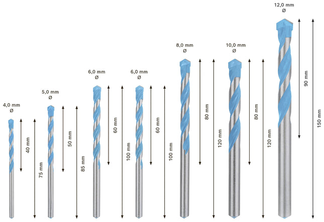 Bosch Tools,2608900647,CYL-9 drill bit - MultiConstruction Set | 7 pcs - 4/5/6/8/10/12 mm