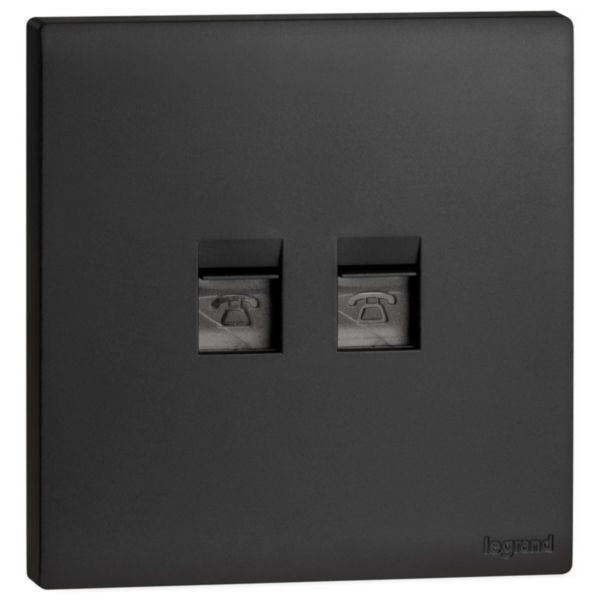 MEC42070BLLegrandمقبس هاتفي مزدوج Obria RJ11 بلون أسود مات
