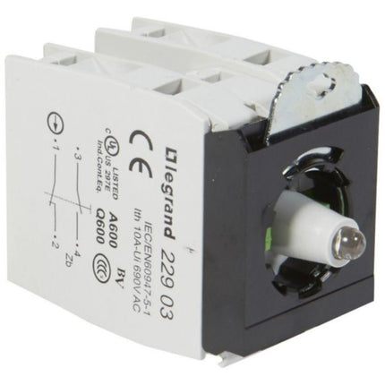 022980Legrandوحدة فرعية Osmoz مضيئة 2 NO/NC بيضاء 12-24V