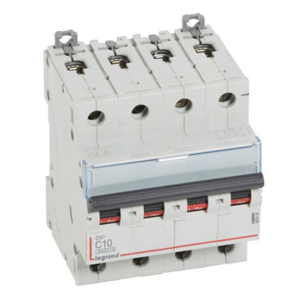 407926Legrandقاطع دائرة Legrand DX3 رباعي الأقطاب 10A منحنى C