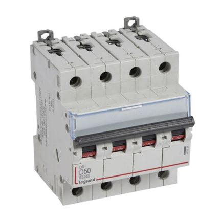 409538Legrandقاطع دائرة Legrand DX3 رباعي الأقطاب 50A منحنى D بقدرة 10kA