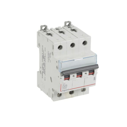 409501Legrandقاطع دوائر Legrand DX3 بقدرة 10000A ثلاثي الأقطاب 25A منحنى D