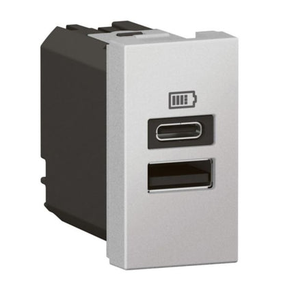 571691LegrandArteor وحدة USB منفذين A+C 3A 15W ألومنيوم ناعم