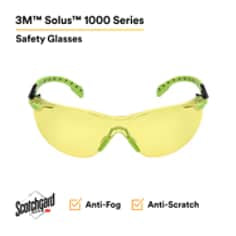 500511312718403Mنظارات الحماية 3M Solus 1000 سلسلة S1203SGAF أخضر/أسود عدسة كهرمانية مضادة للضباب
