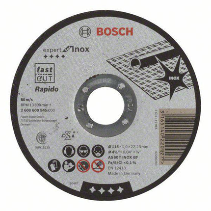 Bosch Tools,2608600545,Cutting Disc Expert for Inox Rapido 115x1x22.23mm