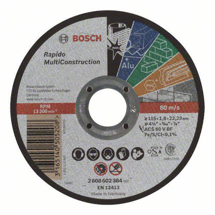 Bosch Tools,2608602384,Cutting Disc MultiConstrcution Rapido 115x1x22.23mm