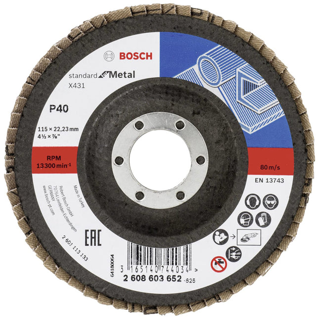 Bosch Tools,2608603652,Flap Disc Standard for Metal X431 115mm G40