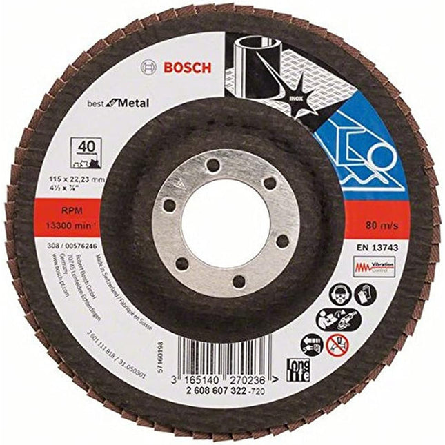 Bosch Tools,2608607322,Flap Disc Best for Metal X571 115mm G40, straight