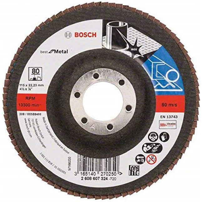 Bosch Tools,2608607324,Flap Disc Best for Metal X571 115mm G80, straight