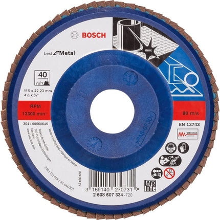 Bosch Tools,2608607334,Flap Disc Best for Metal X571 115mm G40, straight, plastic plate