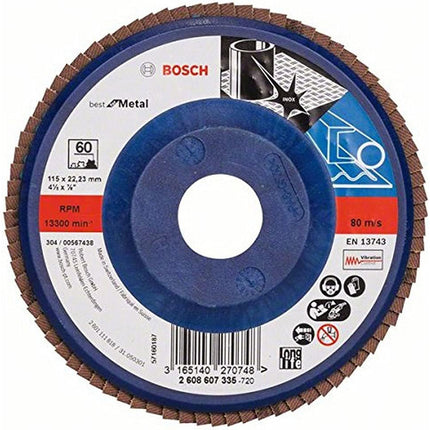 Bosch Tools,2608607335,Flap Disc Best for Metal X571 115mm G60, straight, plastic plate